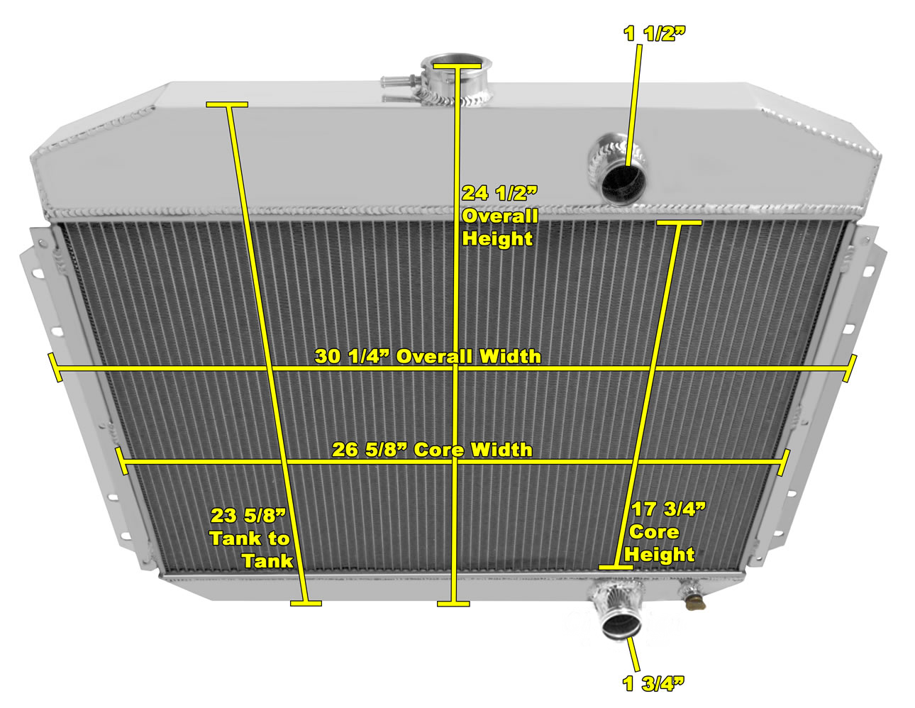 1961-64 FORD PICK UP 3 ROW ALUMINUM RADIATOR